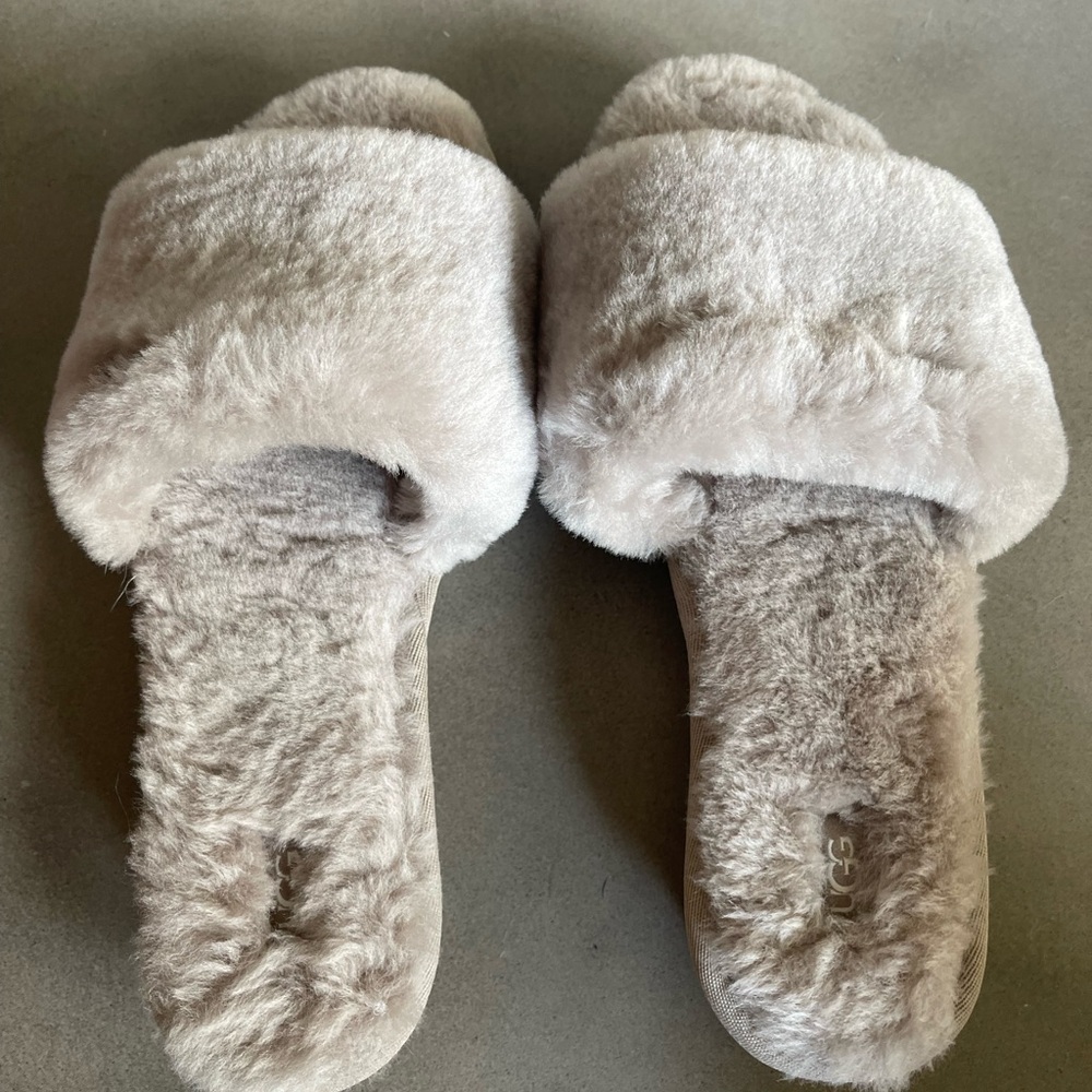 UGG Soft Grey Fur Slippers
